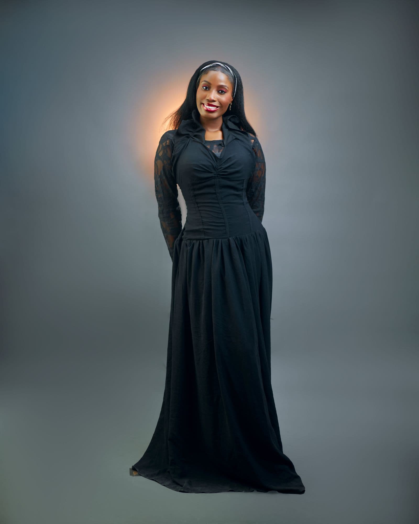 Long-sleeve column gown