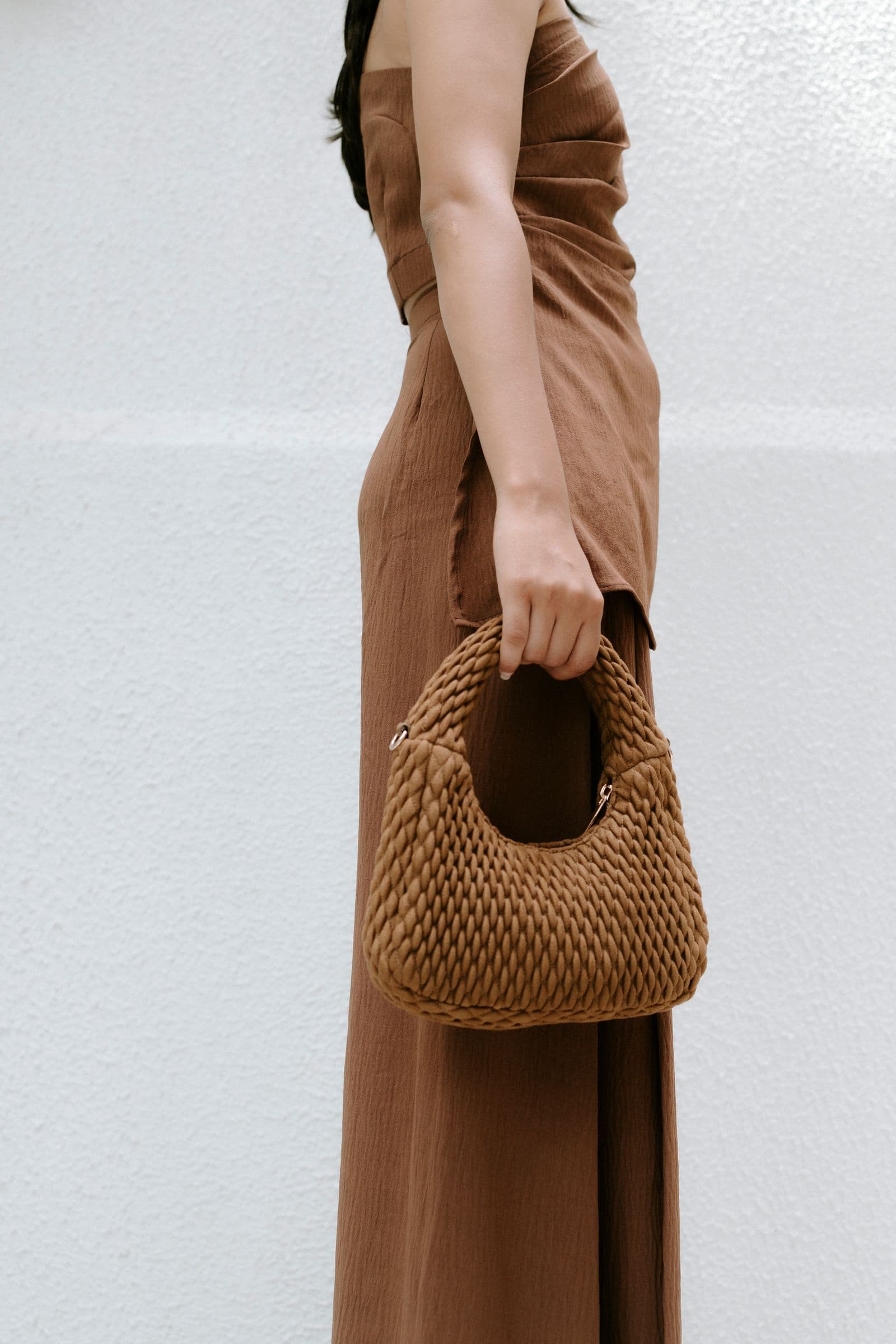 Woven leather hobo